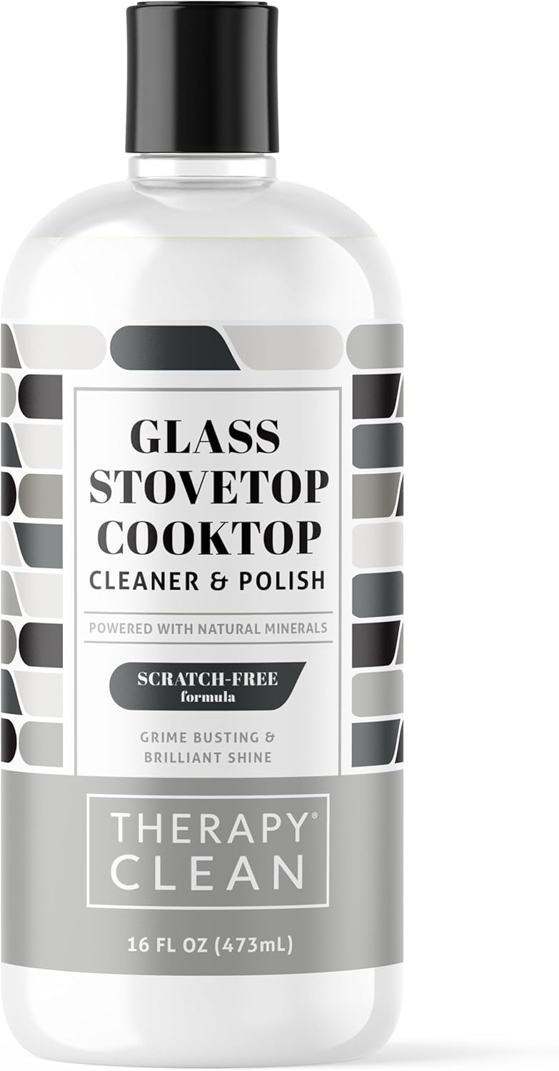 Therapy Glass Cooktop Cleaner Bundle with Microfiber Cloth - Glass Stove Top Cleaner and Polish for Ceramic, Electric, Induction and Flat Top Surfaces