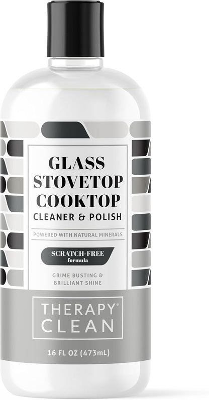 Therapy Glass Cooktop Cleaner Bundle with Microfiber Cloth - Glass Stove Top Cleaner and Polish for Ceramic, Electric, Induction and Flat Top Surfaces