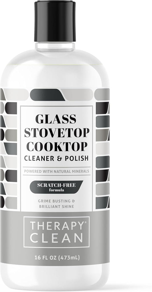 Therapy Glass Cooktop Cleaner Bundle with Microfiber Cloth - Glass Stove Top Cleaner and Polish for Ceramic, Electric, Induction and Flat Top Surfaces
