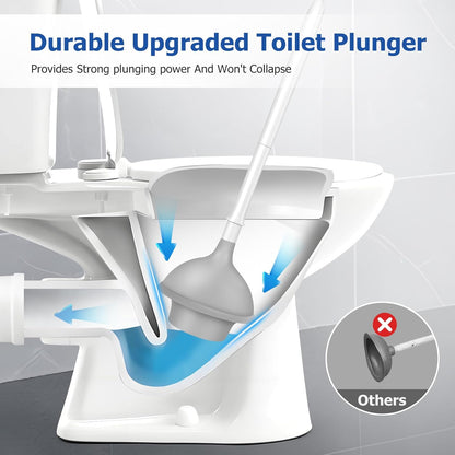 Toilet Brush and Plunger Set, 2 Packs Toilet Plungers for Bathroom Heavy Duty Toilet Bowl Brush and Holder Hidden Toilet Plunger and Brush Set for Deeply Cleaning (White)