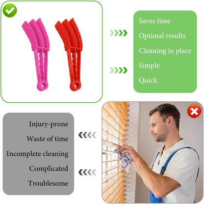 DXNQ 2 PCS Blind Cleaner Duster Tool, Window Venetian Hand-held 7 Finger Dusting Cleaner Brush, Blinds Cleaning Brush Tool for Window Shutters Air Conditioner, Car Accessories (Orange+Yellow)