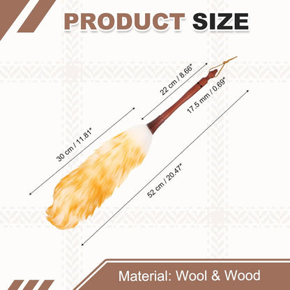 uxcell Wool Duster, 14.2" Natural Feather Cleaner Household Cleaning Duster with Solid Wooden Handle for Cleaning Fans Window Blinds Shelves Furniture, Pink