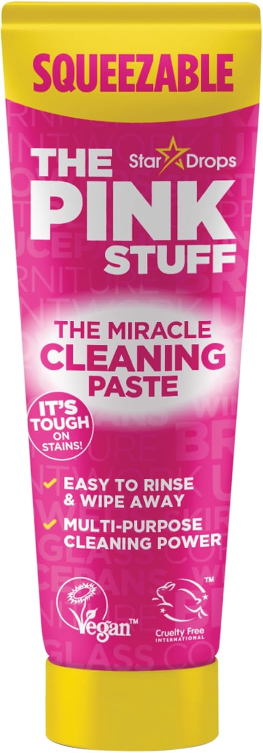 The Pink Stuff Squeezable Cleaning Paste 300g with SQeeZY Scrubber Sponge | Powerful Multi Purpose Surface Cleaner for Kitchen, Bathroom, Cookware, Tiles, Showers, and More