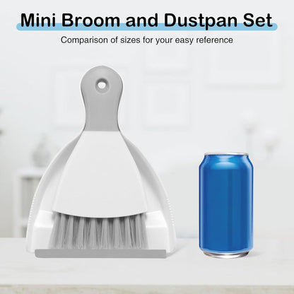 NACENA Mini Dustpan and Brush Set 2 Pack, Small Broom and Dustpan Set Dust Pan and Mini Hand Broom Dustpan and Broom Combo Compact for Home Table Keyboards Sofa Kitchen, Blue