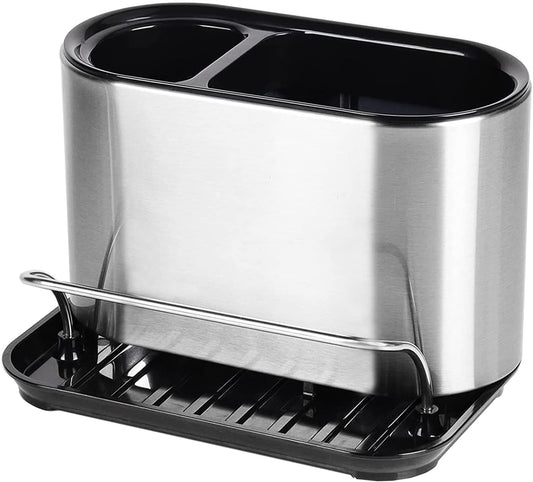 Stainless Steel Sink Caddy Sponge Holder Organizer Tidy Drains Water Dish Brush Holder for Kitchen Counter