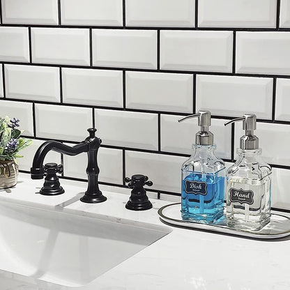 JASAI 2Pack Glass Soap Dispenser with Black Rust Proof Pump, Refillable Dish Soap Dispenser with for Kitchen and Bathroom.