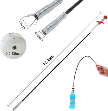 Upgrade 33 Inch Drain Snake Clog Remover with Stronger Claw, Flexible Grabber Tool with Bonus 60 Inch Drain Brush