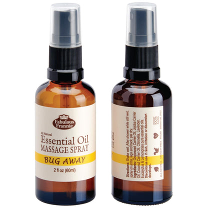 Fabulous Frannie Bug Away Healthy Massage Spritz Made with Carrier Oils and Citronella, Lavender, Eucalyptus and Lemongrass Essential Oils 2oz