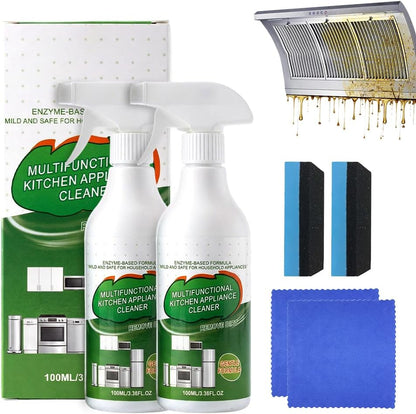 Multi-Purpose Enzyme Foam Cleaner, 2026 New Heavy-Duty Kitchen Oil Remover Spray Degreaser Powerful Household Appliance Cleaner Spray for Cooktop Appliance Includes Towel and Sponge Wipes (1PCS)