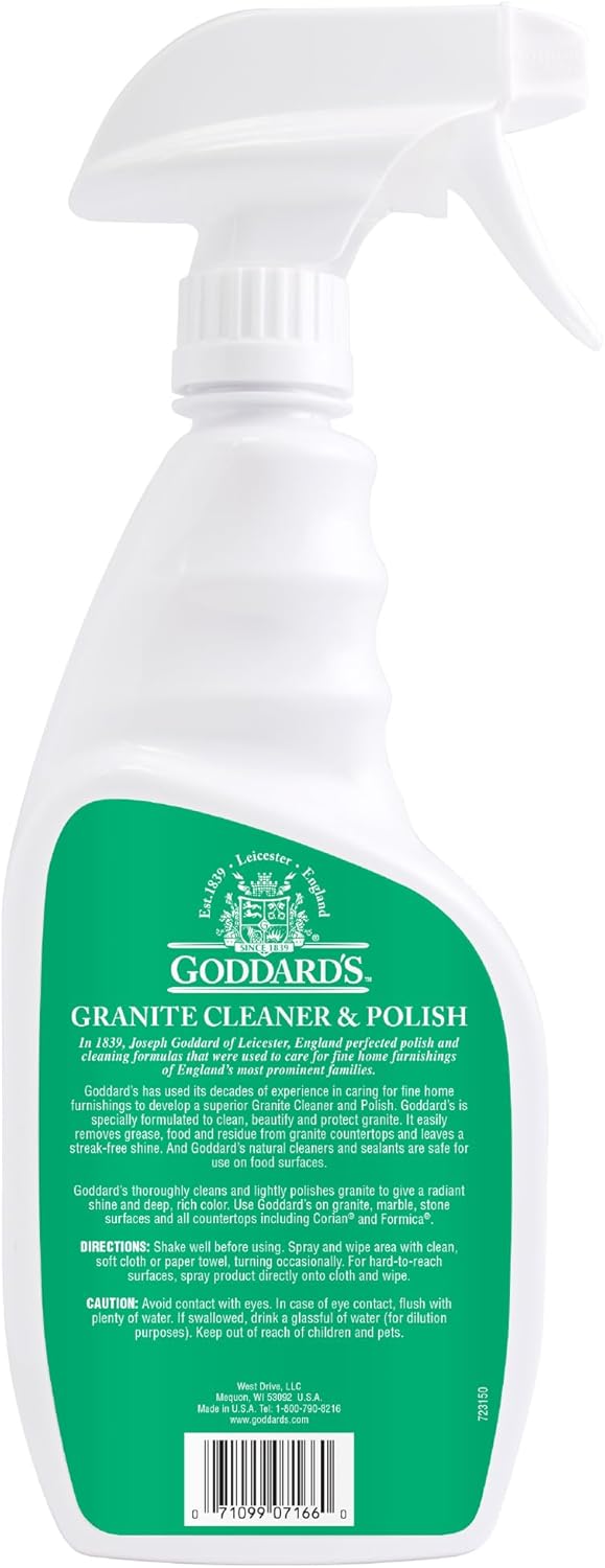 Goddard's Granite & Marble Polish - Clean and Shine Countertops, Tile, and Stone with Carnauba Wax - Water Stain Protection, 8oz