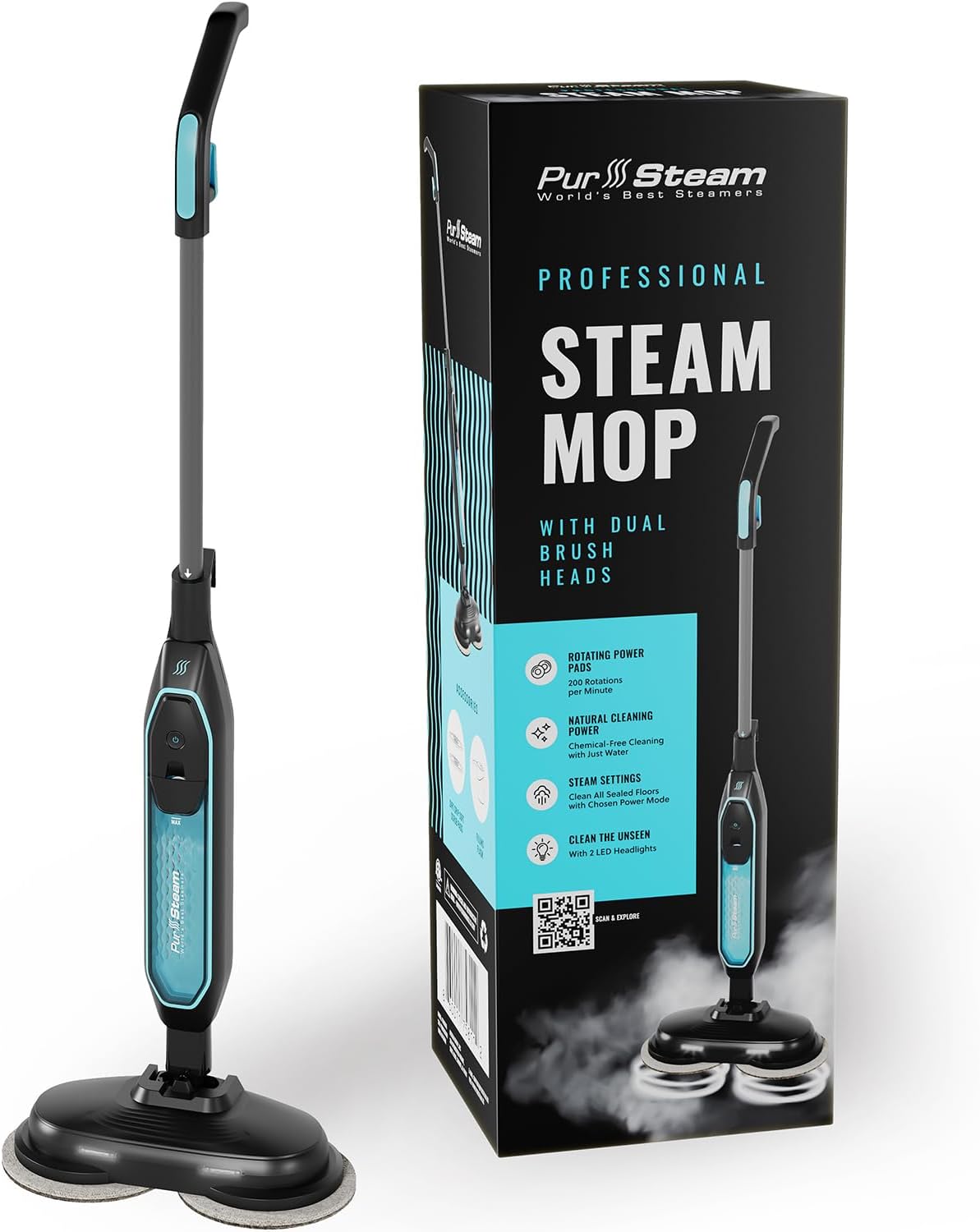 PurSteam 10-in-1 Steam Mop, Floor Steamer with Detachable Handheld Steam Cleaner for Tile, Hardwood Floors