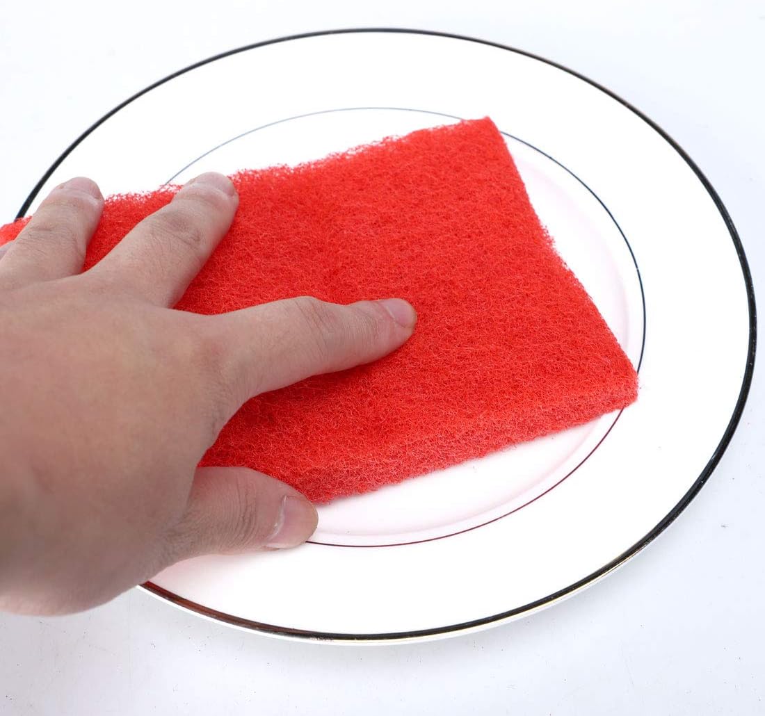 uxcell 3pcs Scouring Pad Non-Scratch Scouring Sponge Scrub Pads 6"x4" For Scouring Kitchen, Dishwashing, Red