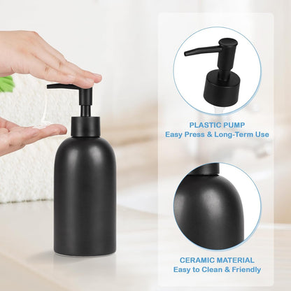 Natheeph Dish Soap Dispenser, Hand Soap Dispenser Ceramic Bottle, Refillable Liquid Great for Kitchen Dish Soap, Hand Soap, Essential Oil & Lotion (Bright White)