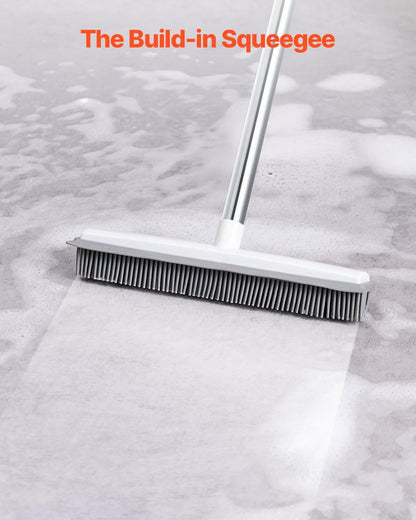 VEVOR Pet Hair Removal Broom, 58.46 in Adjustable Long Handle, Rubber Broom with Built in Squeegee Reusable Dog Cat Hair Remover, for Couch Furniture Hardwood Floor Tile