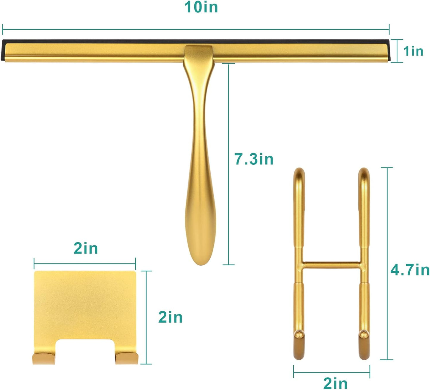 Shower Squeegee for Glass Doors,12-Inch Shower Glass Squeegee, Sliver Shower Squeegee for Shower Doors,Mirror,Windows, with Shower Door Hook and Adhesive Hook