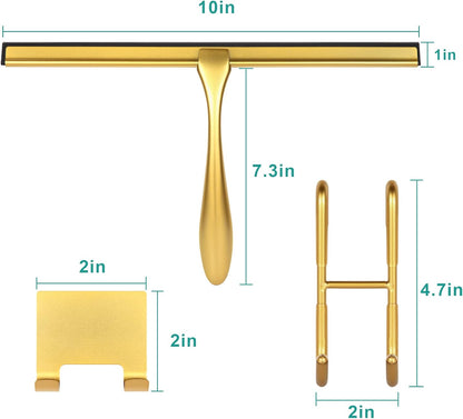 Shower Squeegee for Glass Doors,12-Inch Shower Glass Squeegee, Sliver Shower Squeegee for Shower Doors,Mirror,Windows, with Shower Door Hook and Adhesive Hook