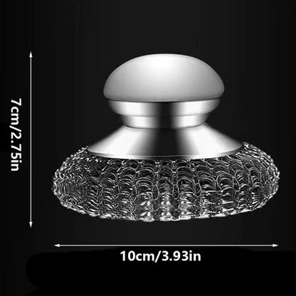 Onewly 4Pcs Steel Wool Scrubber Set, Stainless Steel Scrubber with Stainless Steel Handle, for Cleaning Dishes, Cast Iron, Stock Pots, Pans, Griddles, Grills