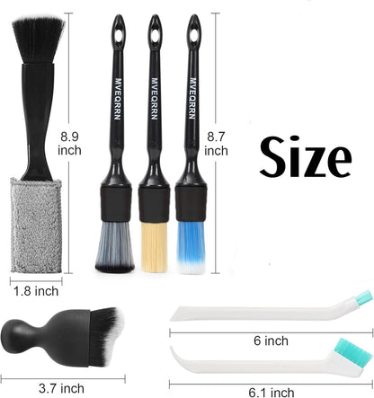 10PCS Car Detailing Brush Set,Boars Hair Car Cleaning Detail Brush kit,Ultra Soft No Scratch Car Dust Brush,Car Interior Detailing Brushes Kit,Detail Brushes Car Detailing for Interior Exterior(gold)
