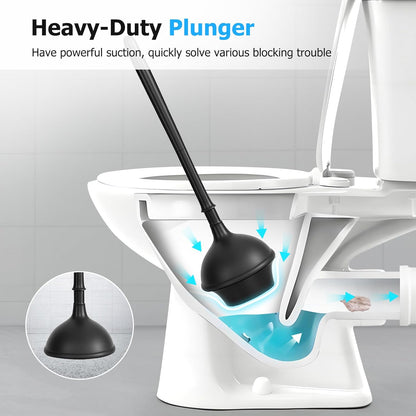 Toilet Brush and Plunger Set, 2 Packs Toilet Plungers for Bathroom Heavy Duty Toilet Bowl Brush and Holder Hidden Toilet Plunger and Brush Set for Deeply Cleaning (White)