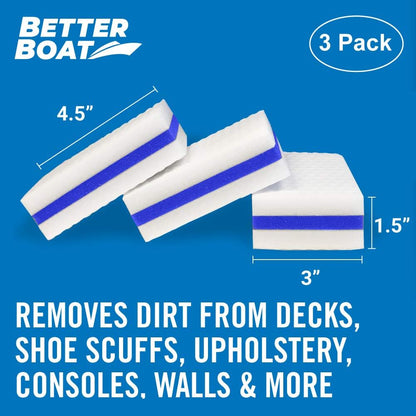 Boat Erasers by Better Boat - Cleaning Sponge for Scuff Marks & Grime, Marine Accessories & Gifts, Safe on Fiberglass Vinyl Gelcoat Deck Hull