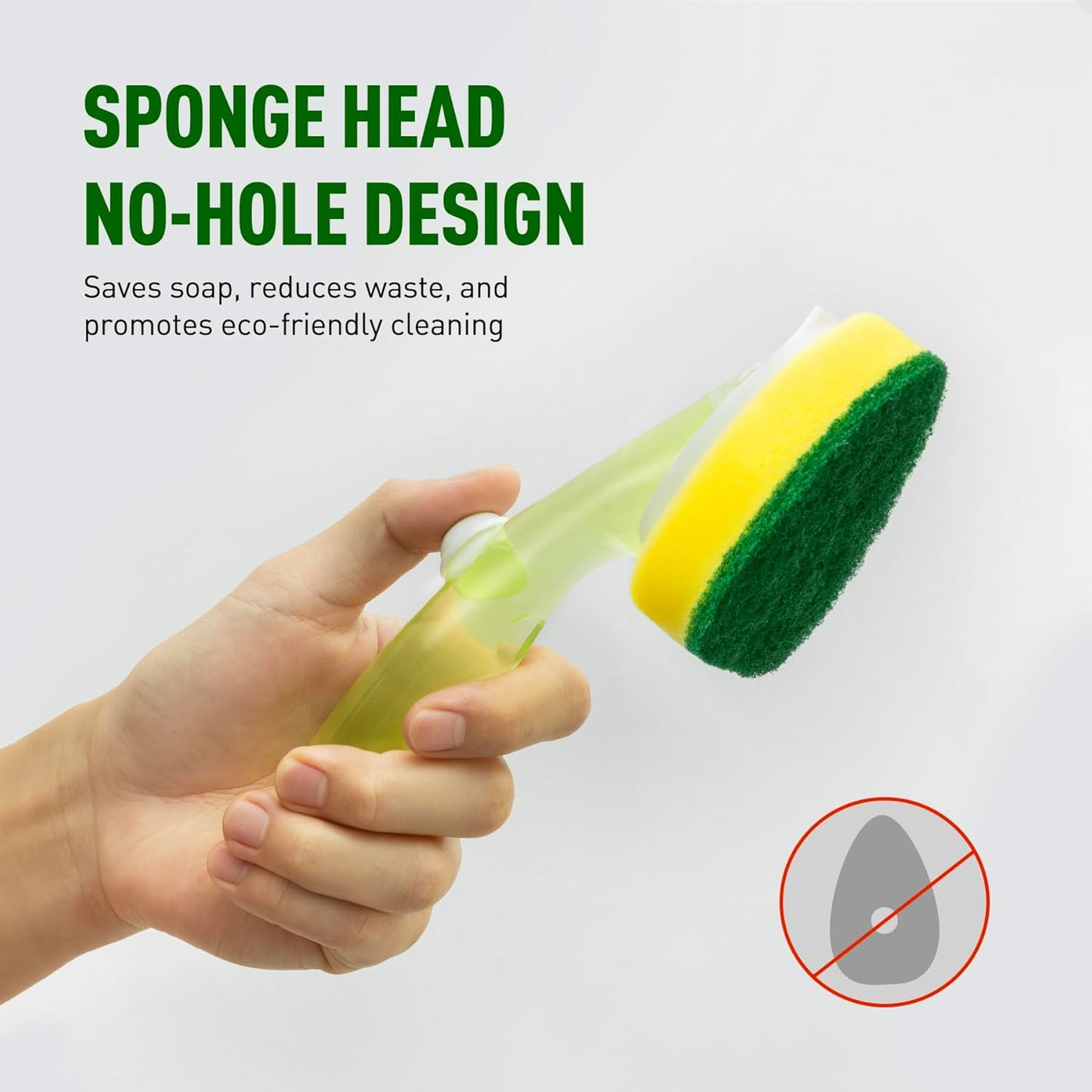 Non Scratch Dishwand Refills Sponge Heads, Heavy Duty Scrub Brush Sponges, Soap Dispensing Scrubbers, Common Compatible Dish Wand Refill Head Replacements for Kitchen Sink Dishwashing Cleaning