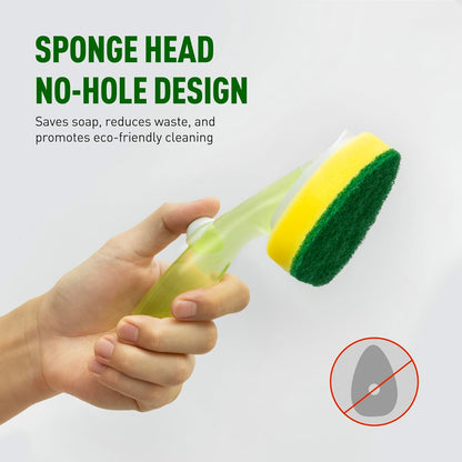 Non Scratch Dishwand Refills Sponge Heads, Heavy Duty Scrub Brush Sponges, Soap Dispensing Scrubbers, Common Compatible Dish Wand Refill Head Replacements for Kitchen Sink Dishwashing Cleaning