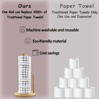 25 Pack Reusable Paper Towels, Paperless Towels Roll Washable Cotton Cloth for Kitchen Towels Zero Waste Products Alternative Paper Towels Alternative (Bohemian)