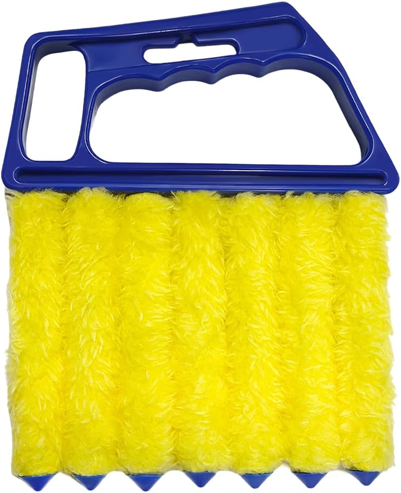 DXNQ 2 PCS Blind Cleaner Duster Tool, Window Venetian Hand-held 7 Finger Dusting Cleaner Brush, Blinds Cleaning Brush Tool for Window Shutters Air Conditioner, Car Accessories (Orange+Yellow)