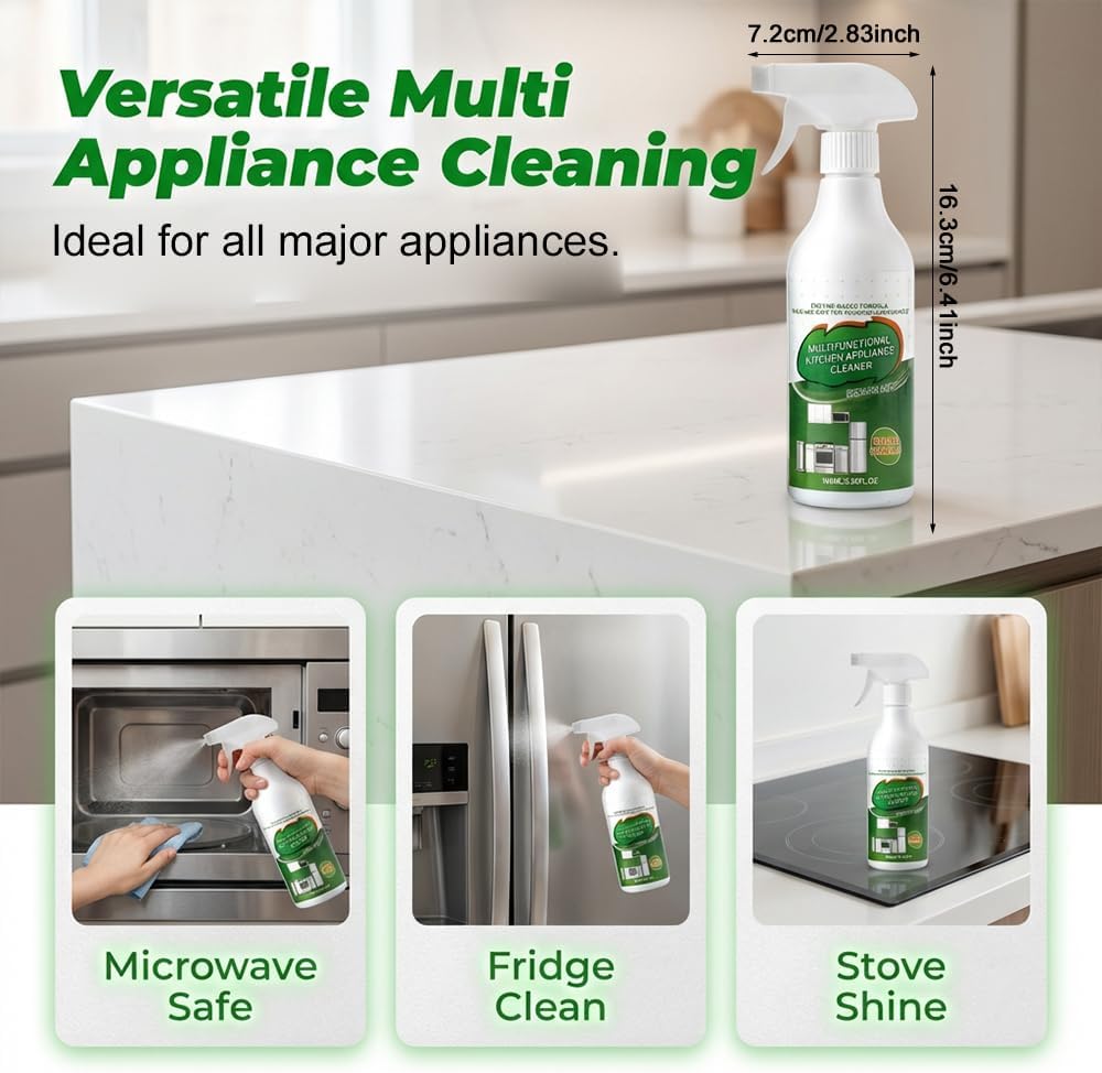 Kitchen Cleaner Spray, Heavy Duty Oil Stain Remover, Multi-Purpose Household Cleaner for Cooktop, Oven, Stove, Range Hood, Fast Grease Cleaning, 100ml/3.38 Fl.Oz (2)