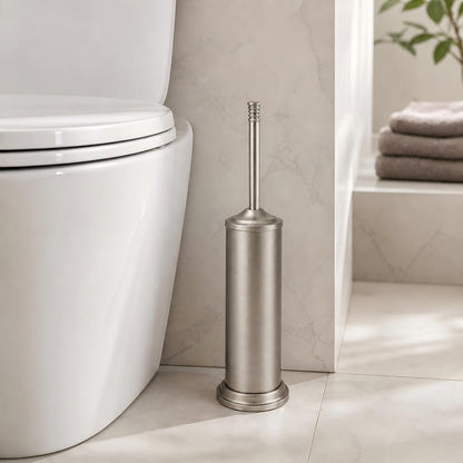Black Toilet Brush and Holder Set，Extra Long Handled Toilet Bowl Brush and Holder，Stainless Steel Heavy Duty Toilet Brush for Bathroom,Deep Cleaning Modern Toilet Cleaner Slip Base