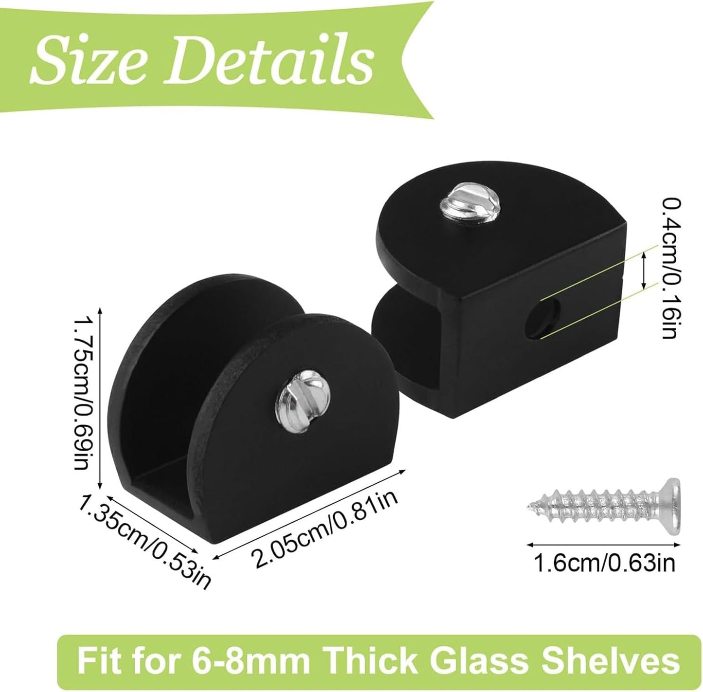 8Pcs Adjustable Half Round Glass Shelf Brackets 201 Stainless Steel Glass Clamp Clips Wall Mounted Brushed Shelf Holder Supports Mounting Brace for 3-8mm Thick Glasses