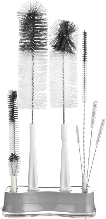 ALINK 8 Pack Black Bottle Brush Cleaning Set with Stand, Long Handle Bottle Cleaner with Holder for Narrow Neck Beer Wine Brewing Bottles, Stanley Water Bottles, Baby Bottles, Tumblers, Carafe, Straws