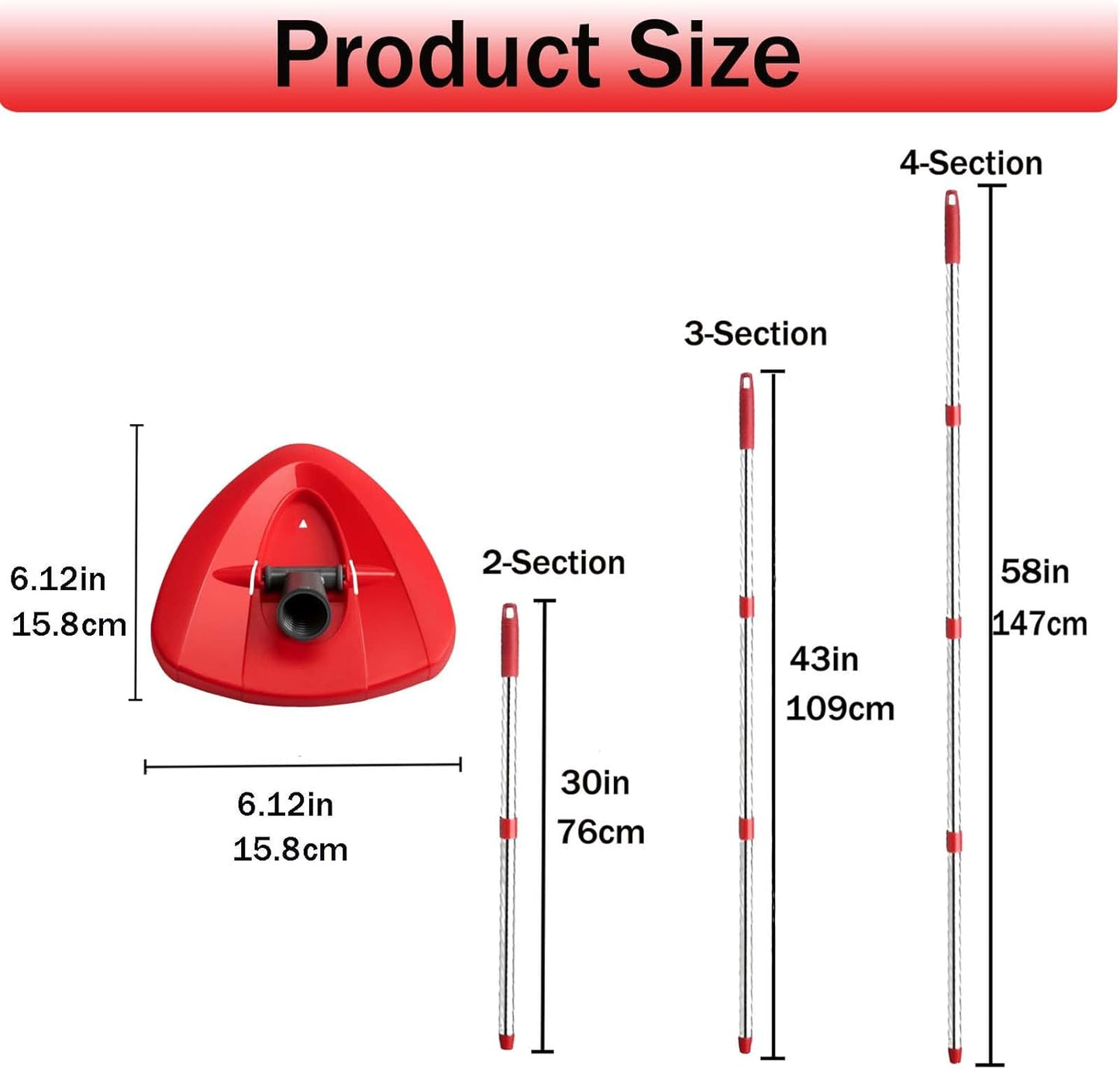 Spin Mop Replacement Head Mop Replace Head Compatible with O Cedar EasyWring Spin Mop - 4 O-Ceda Mop Refills、30-58in Mop Handle and 1 Mop Base and 1 Mop Base Scrub Brush Combo Set