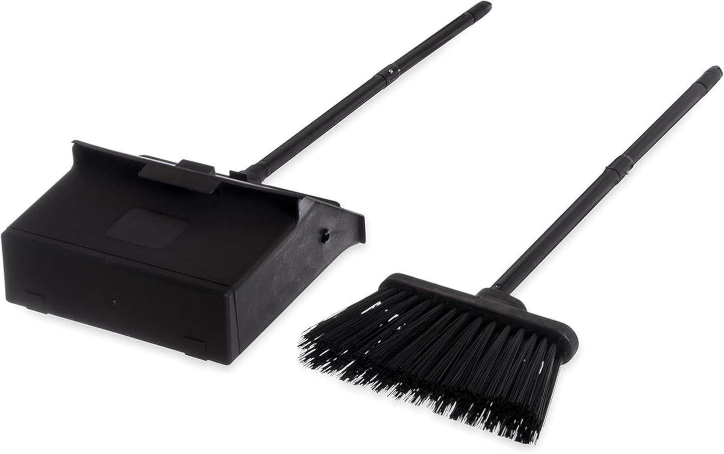 Carlisle FoodService Products Duo-Pan Upright Dust Pan and Broom Set, Essential Cleaning Tools for Home and Commercial Use, 36" Handle, 1 Count, Black