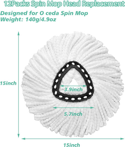 10 PCS Spin Mop Replacement Head,100% Microfiber Mop Heads Replacements Compatible with Cedar Easywring 1-Tank System, 360 Degree Round Mop Refills for Easy House Cleaning Floor Mopping