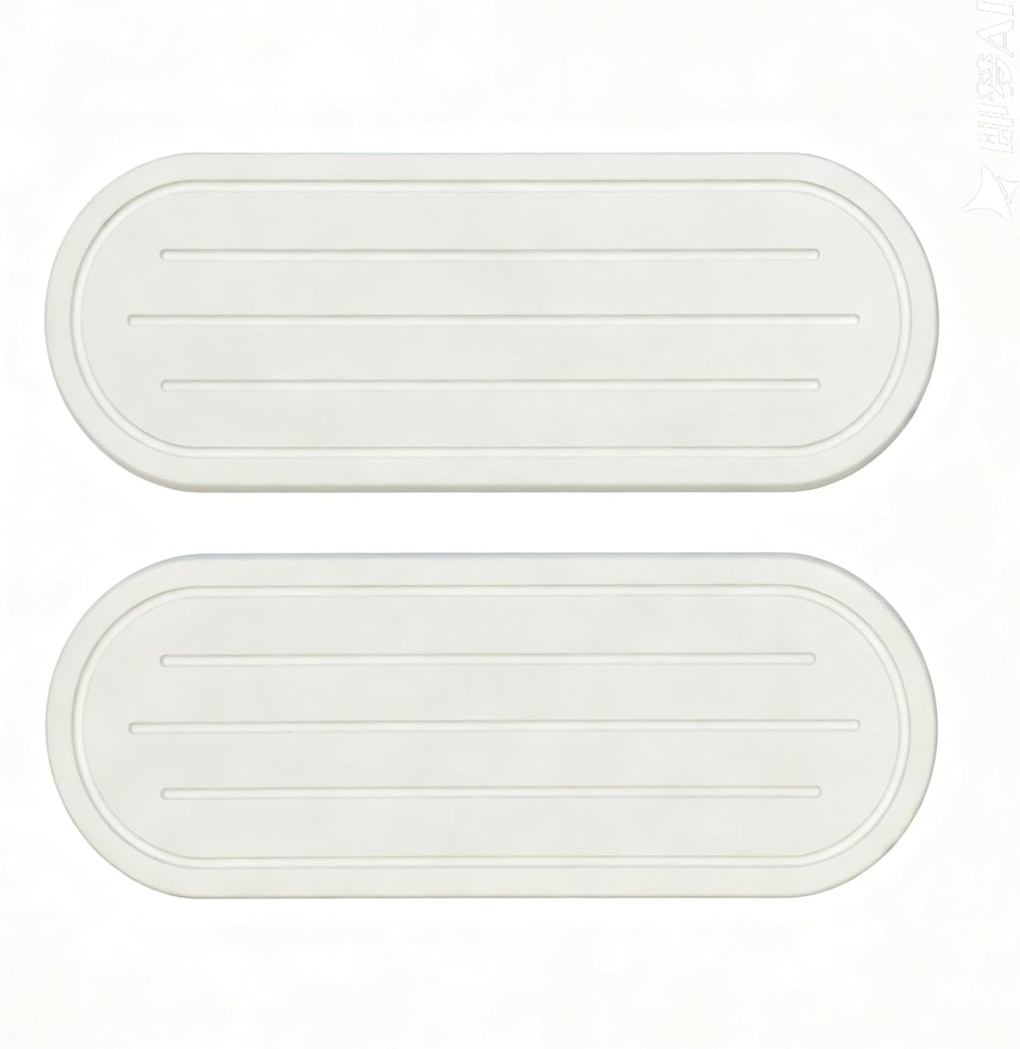 2PCS Water Absorbing Stone Drying Tray Mat for Bathroom Sink & Kitchen Counter Faucet Organizer, Quick Dry Dish Rack Soap Dispenser Sponge Holder, Vanity Sink Caddy Bar Coaster, Ivory White 8“x 4”