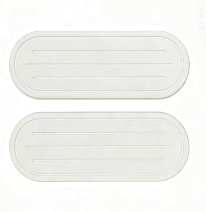 2PCS Water Absorbing Stone Drying Tray Mat for Bathroom Sink & Kitchen Counter Faucet Organizer, Quick Dry Dish Rack Soap Dispenser Sponge Holder, Vanity Sink Caddy Bar Coaster, Ivory White 8“x 4”