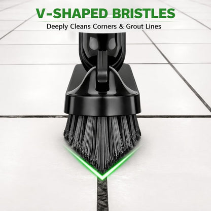 LIBMAN Swivel Grout Brush Replacement Heads - Heavy Duty Grout Scrub Brush - Shower Tile Scrubber with V-Shaped Stiff Bristles for Crevice Cleaning, Corners, Baseboards