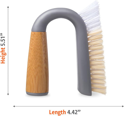 Full Circle Grunge Buster, Grout & Tile Scrub Brush, Recycled Materials, Tough & Durable, Grey