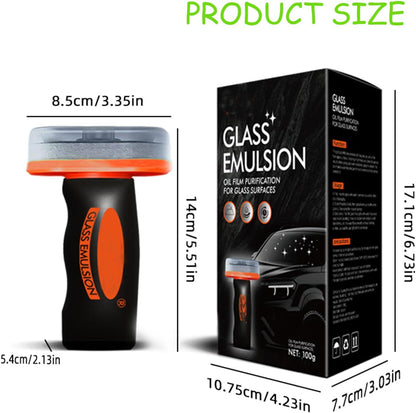 Glass Guard, Glass Oil Film Remover for Car, Grease Film Remover Paste,Roll-On Glass Compound with Cleaning Board, Removes Oil Film & Smudges, Improve Windshield Clarity for Safe Driving (100ml+Brush)