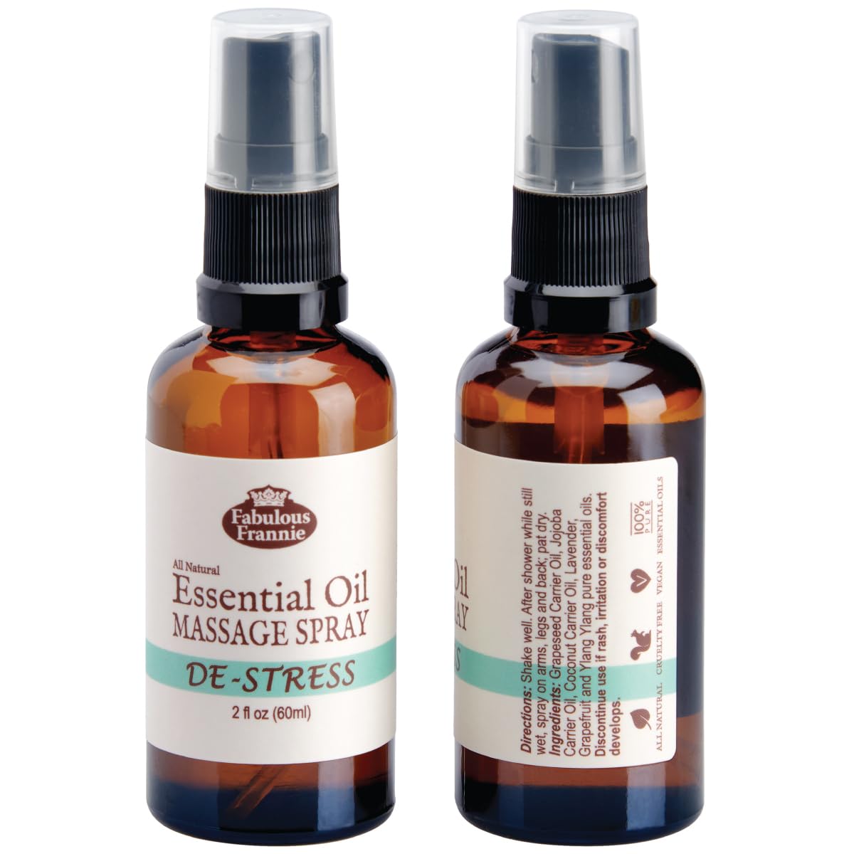 Fabulous Frannie Bug Away Healthy Massage Spritz Made with Carrier Oils and Citronella, Lavender, Eucalyptus and Lemongrass Essential Oils 2oz