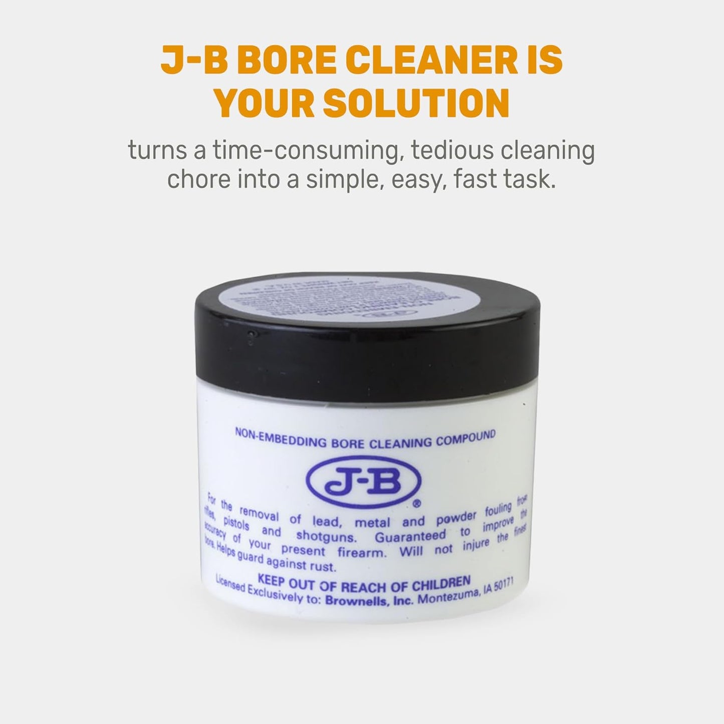 Brownells J-B Non-Embedding Bore Cleaning Compound Gun Barrel Cleaner Solvent Oil-Paste, Gunsmithing Tools Maintenance Cleaning Supplies, 2 oz. (57g) Jar