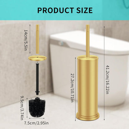 Chrome Toilet Brush and Holder Set,304 Stainless Steel Toilet Brush for Bathroom with Long Handle, Heavy Duty Toilet Bowl Brush,Removable Inner Bowl and Splash Protection,Deep Cleaning