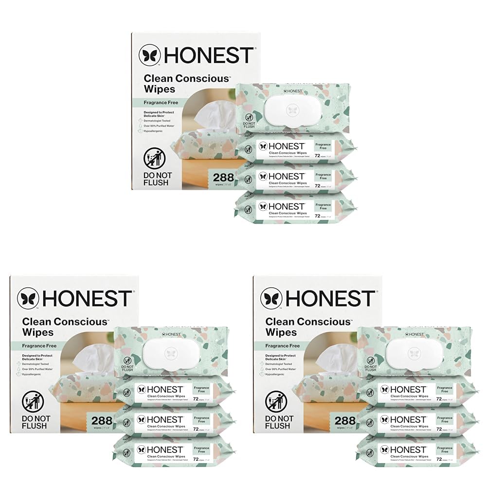 The Honest Company Hypoallergenic Multi-Use Baby Wipes for Sensitive Baby Skin, Rose Blossom, 60 Count