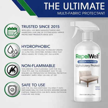 Eco-Friendly Upholstery Protect Stain & Water Repellent Spray 24oz – Non-Toxic, Pet-Safe Formula for Fabric, Leather, & Suede – Long-Lasting Stain Guard Keeps Furniture Clean & New
