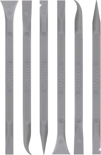 VIKING Car Detailing Pick Set for Car Detailing Kit, Safe Automotive Tool Set for Cleaning, Plastic Picks with 6 Cleaning Heads, Interior and Exterior Use, 6 Pack, Grey