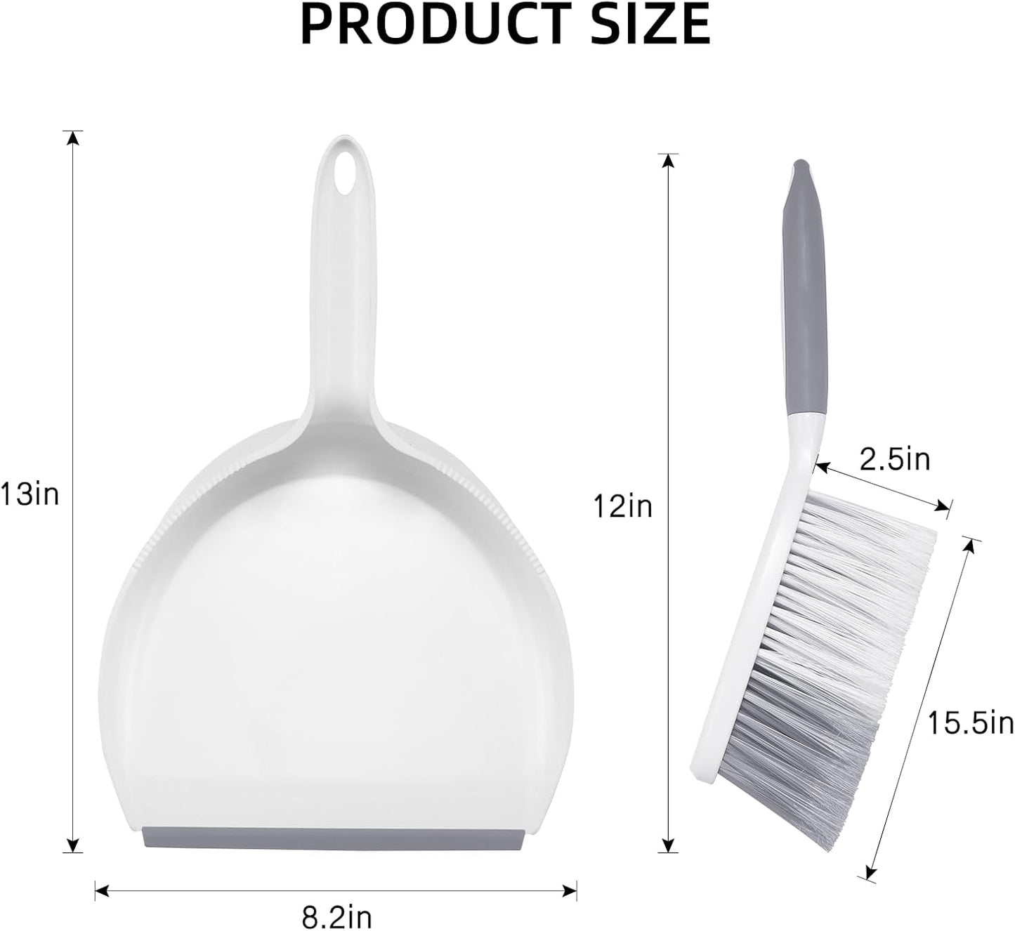 NACENA Dust Pan and Brush Set, Large Hand Broom and Dustpan Set Large Brush and Dustpan Set for Camping Broom and Dustpan Combo for Daily Cleaning Pet Hair Office Home Car, White & Red