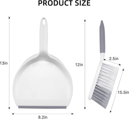 NACENA Dust Pan and Brush Set, Large Hand Broom and Dustpan Set Large Brush and Dustpan Set for Camping Broom and Dustpan Combo for Daily Cleaning Pet Hair Office Home Car, White & Red