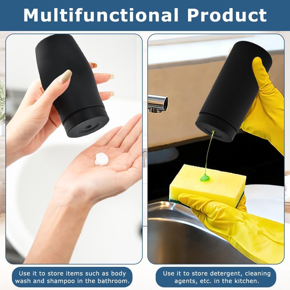 Dishwashing Soap Dispenser, Dish Detergent Dispenser, Dishwashing Liquid Dis-penser, Dish Soap Silicone Squeeze Bottle for Kitchen and Bathroom(Color:Black)