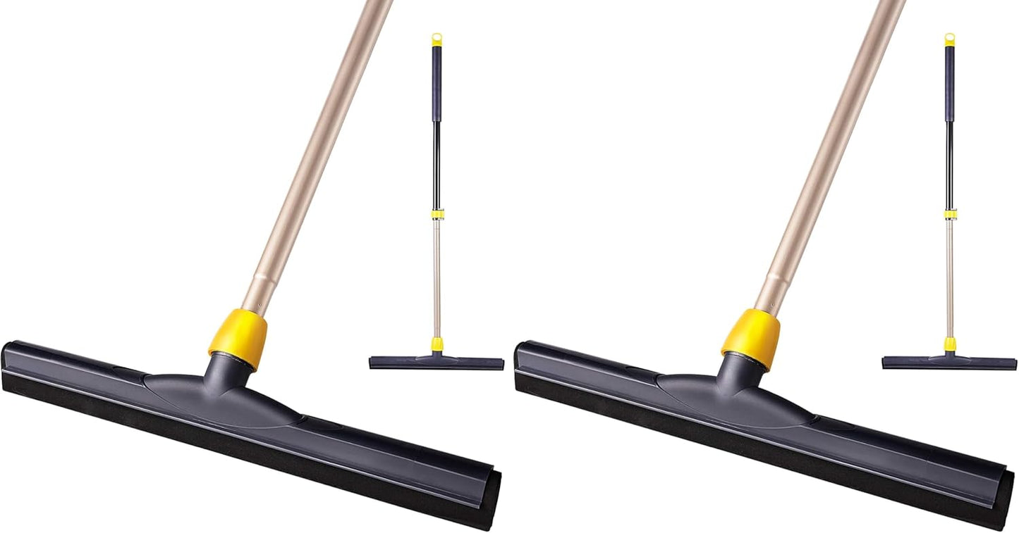 Yocada Floor Squeegee Scrubber Adjustable Telescopic Pole Heavy Duty Household Broom EVA Foam Blade for Garage Courtyard Shower Bathroom Floor Marble Glass Tile Water Foam Cleaning